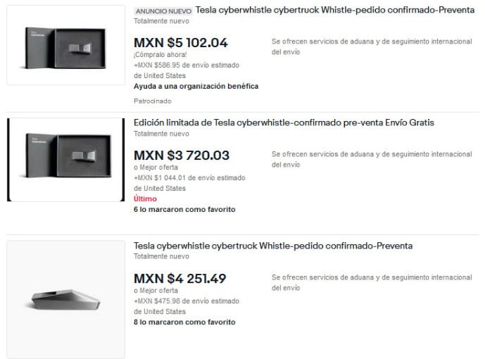 Testa: Silbato inspirado en el Cybertruck (ebay)