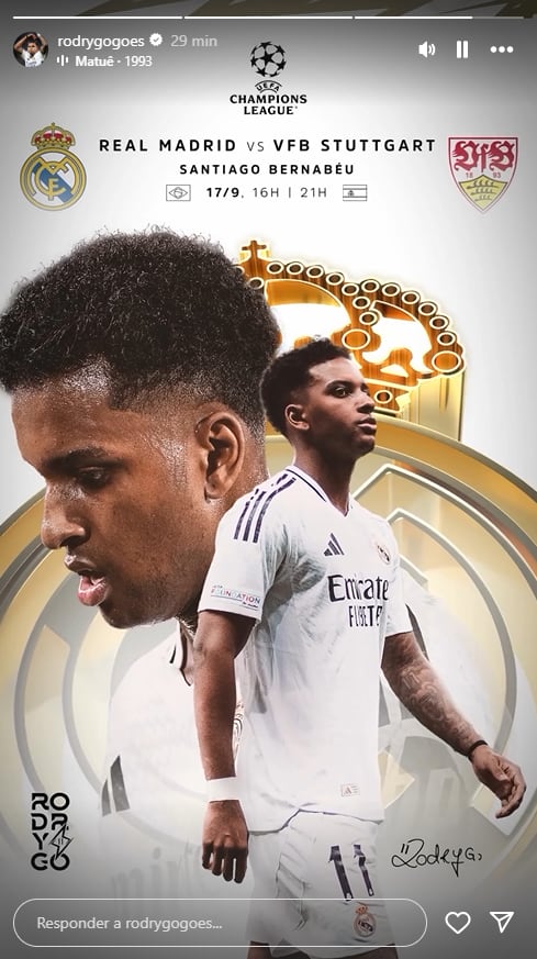 Rodrygo se engancha con publicación del Real Madrid y pone en evidencia su envidia a Mbappé