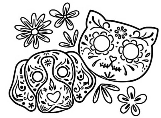 Dibujos de calaverita de azúcar para colorear por el Día de Muertos