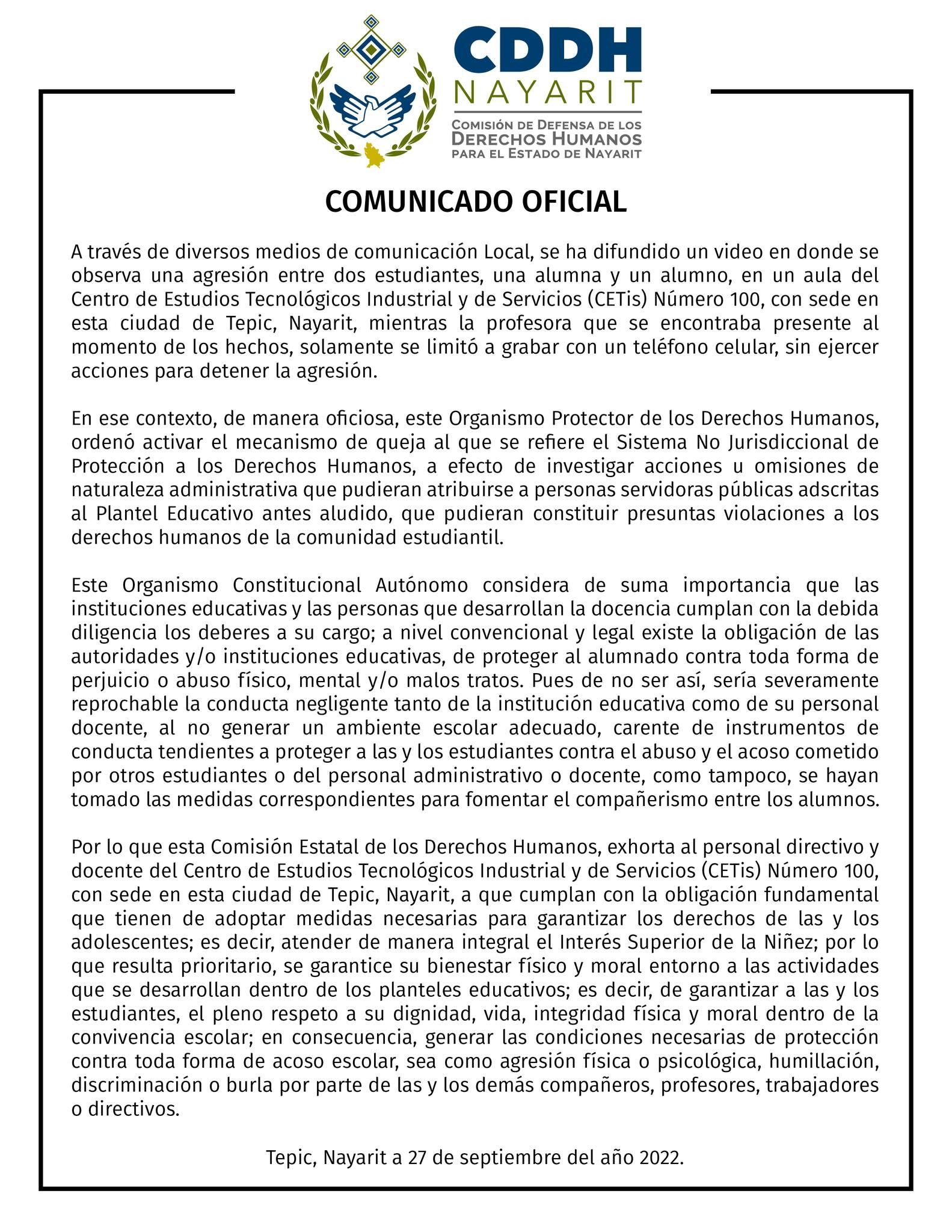 ¿Qué pasó en el Cetis 100 de Nayarit? Alumna golpea a su compañero y el joven la azota (VIDEO)