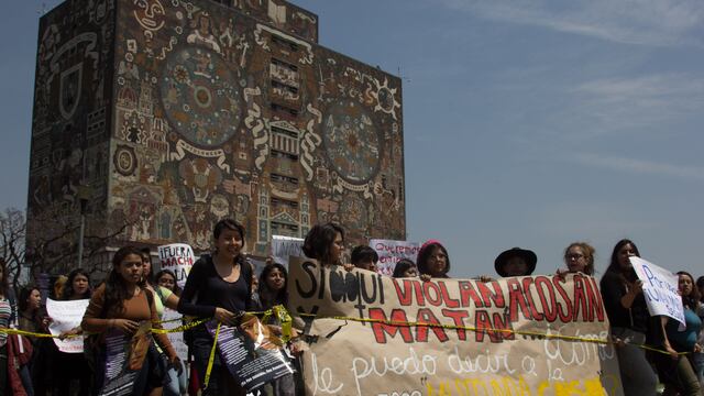 Protesta contra la violencia de género en la UNAM.