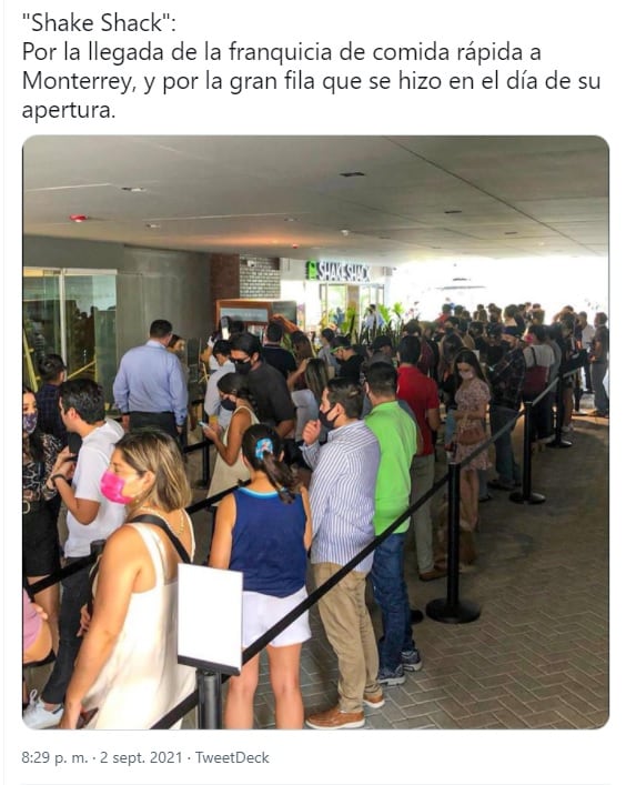 Hacen largas filas en Shake Shack en Monterrey