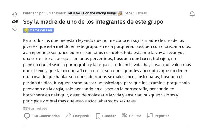 Mamá regaña a usuarios de Reddit