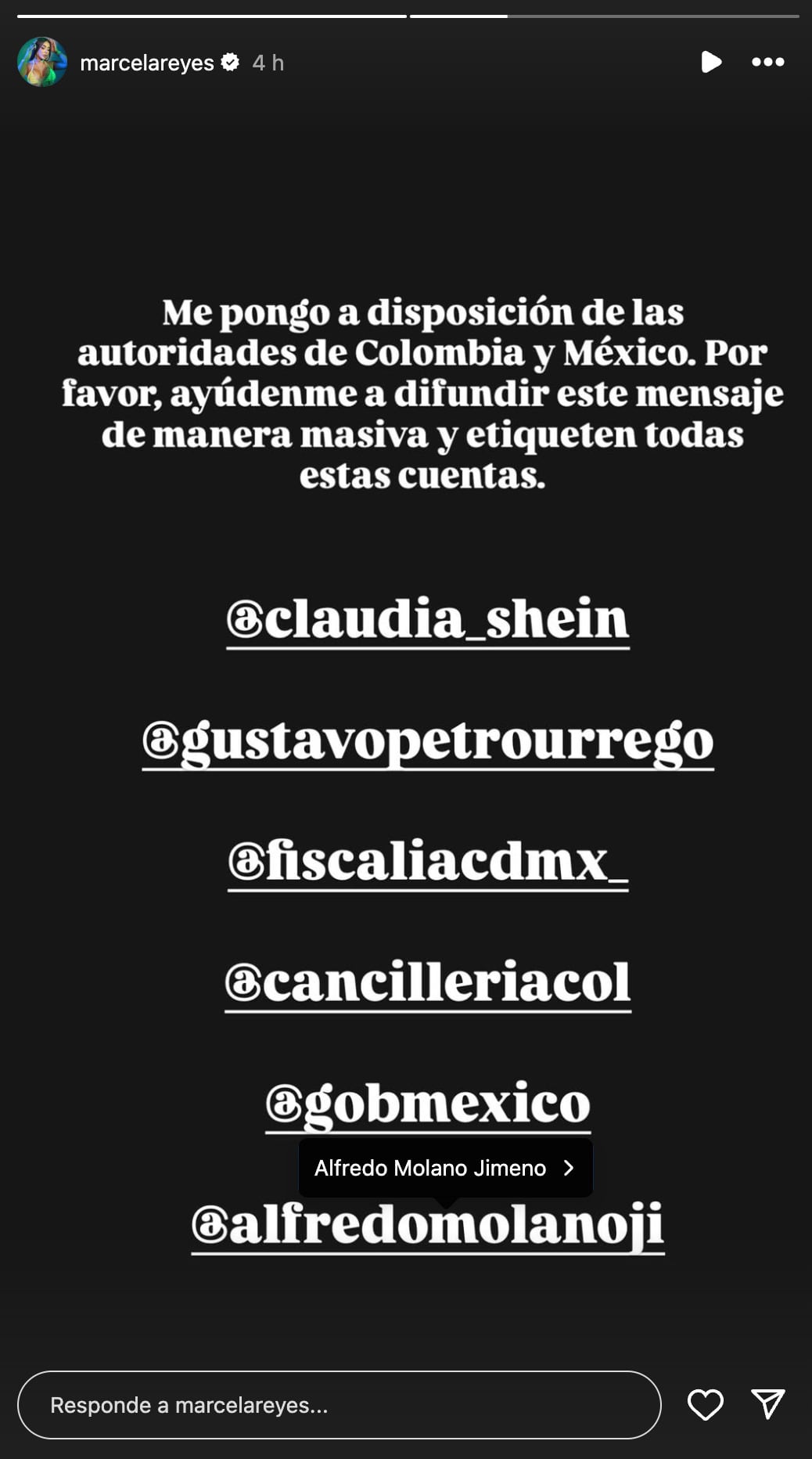 Marcela Reyes se pone a disposición de las autoridades mexicanas