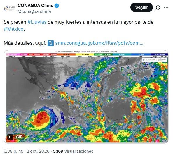 Este fin de semana habrá lluvias fuertes en México: esto dice Conagua