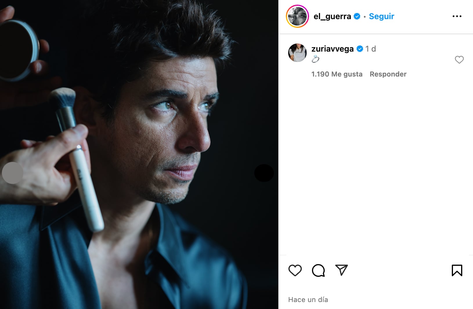 Mensaje de Zuria Vega en la foto de Alberto Guerra