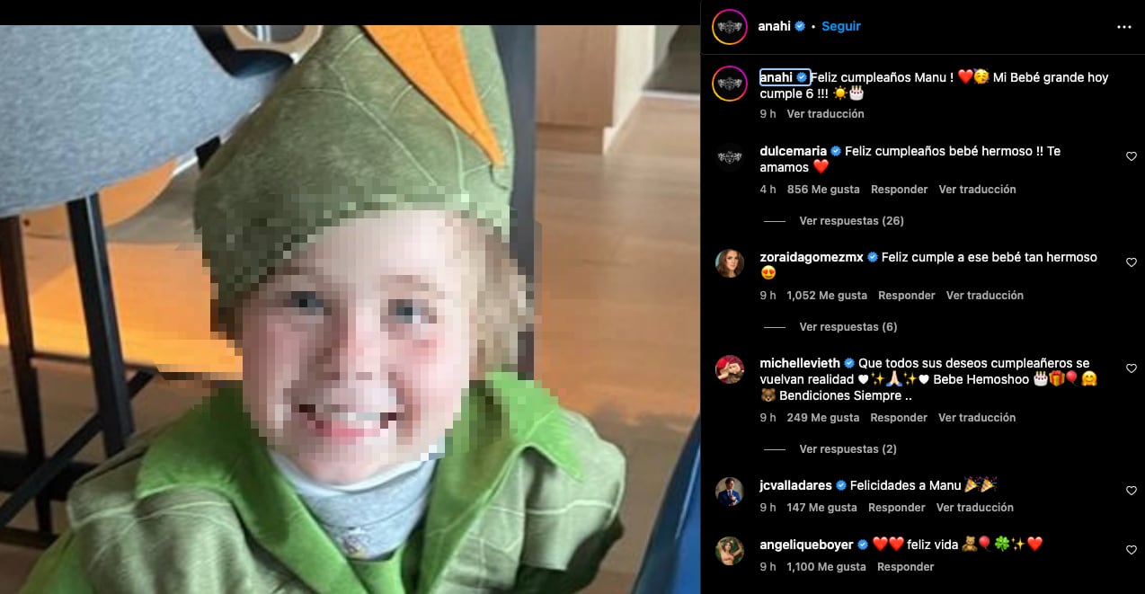 Manuel, hijo mayor de Anahí, cumple 6 años de edad