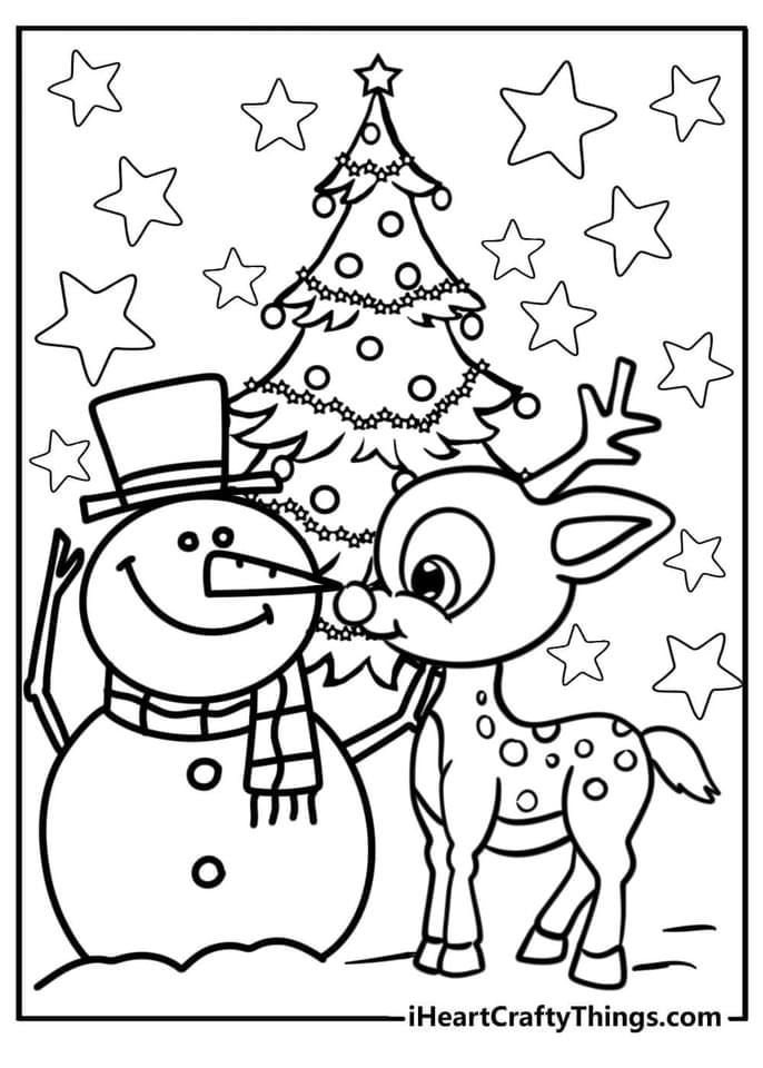 Dibujos de reno para colorear en Navidad