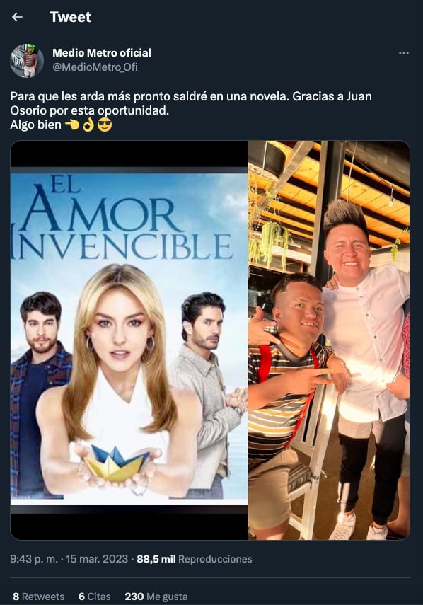 Medio Metro estará en ‘El amor invencible’ y envió mensaje a los “ardidos”