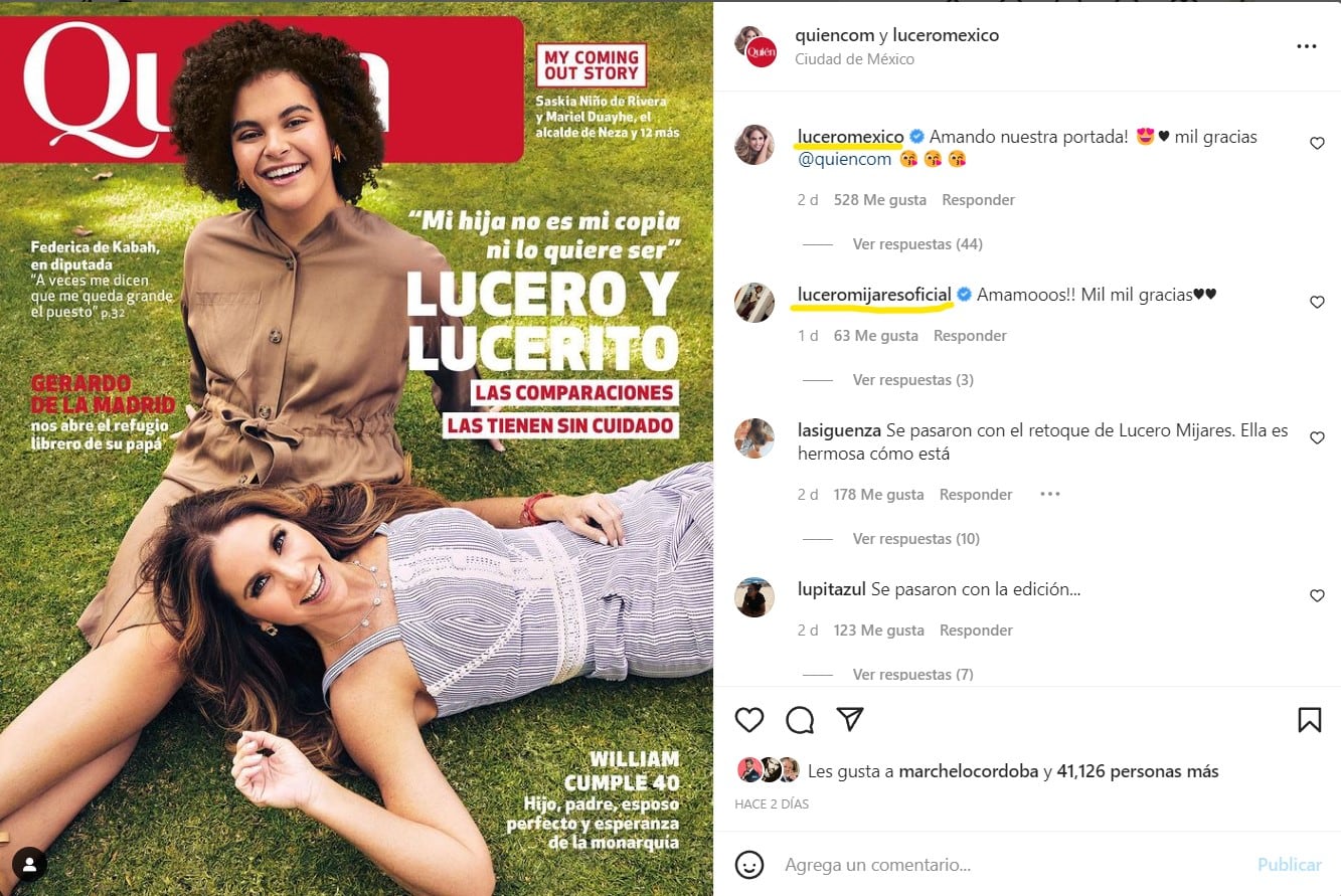 Lucero y Lucerito Mijares en la portada de la revista Quién