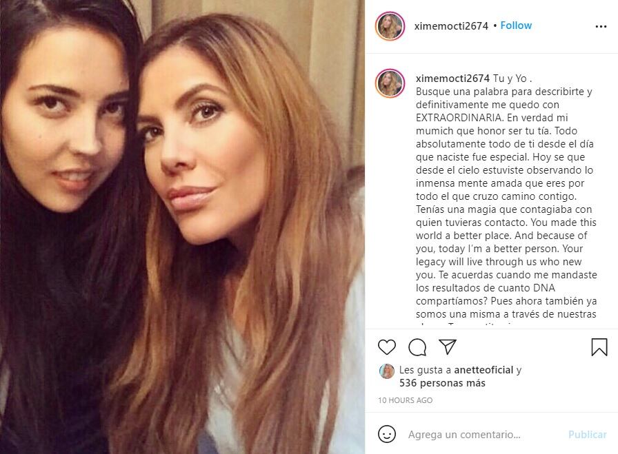 Ximena Moctezuma mensaje tras la muerte de Natasha Moctezuma