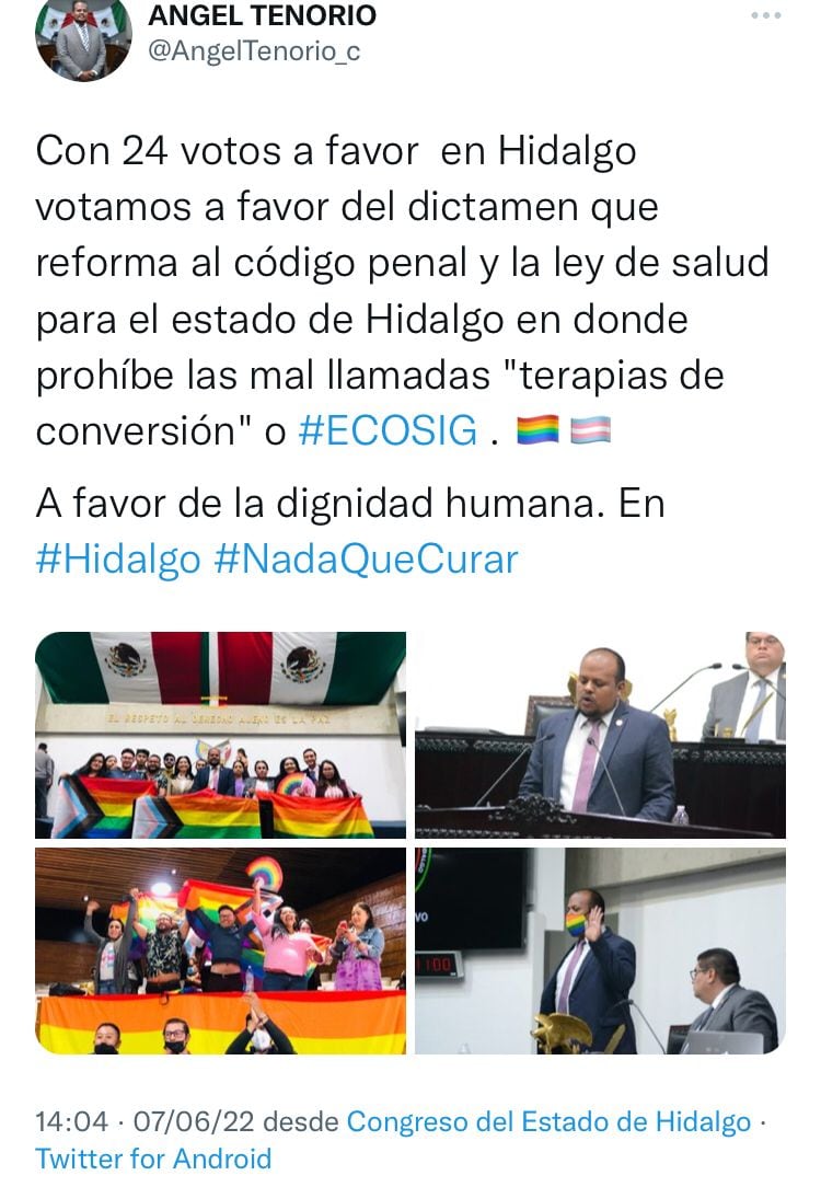 Congreso de Hidalgo prohibe las terapias de conversión
