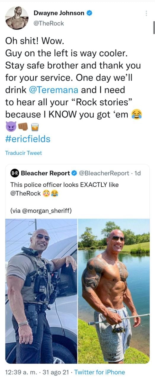 Publicación de Twitter de Dwayne Johnson