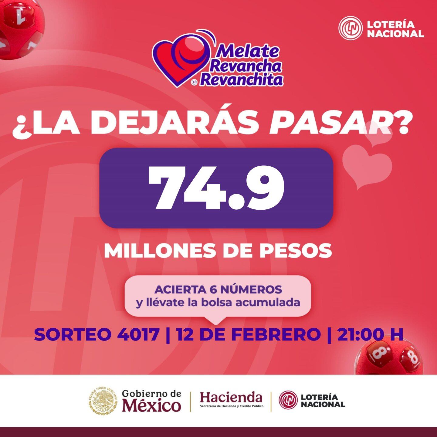 Resultados Sorteo Melate, Revancha y Revanchita 4017 de Lotería Nacional: Estos son los números ganadores