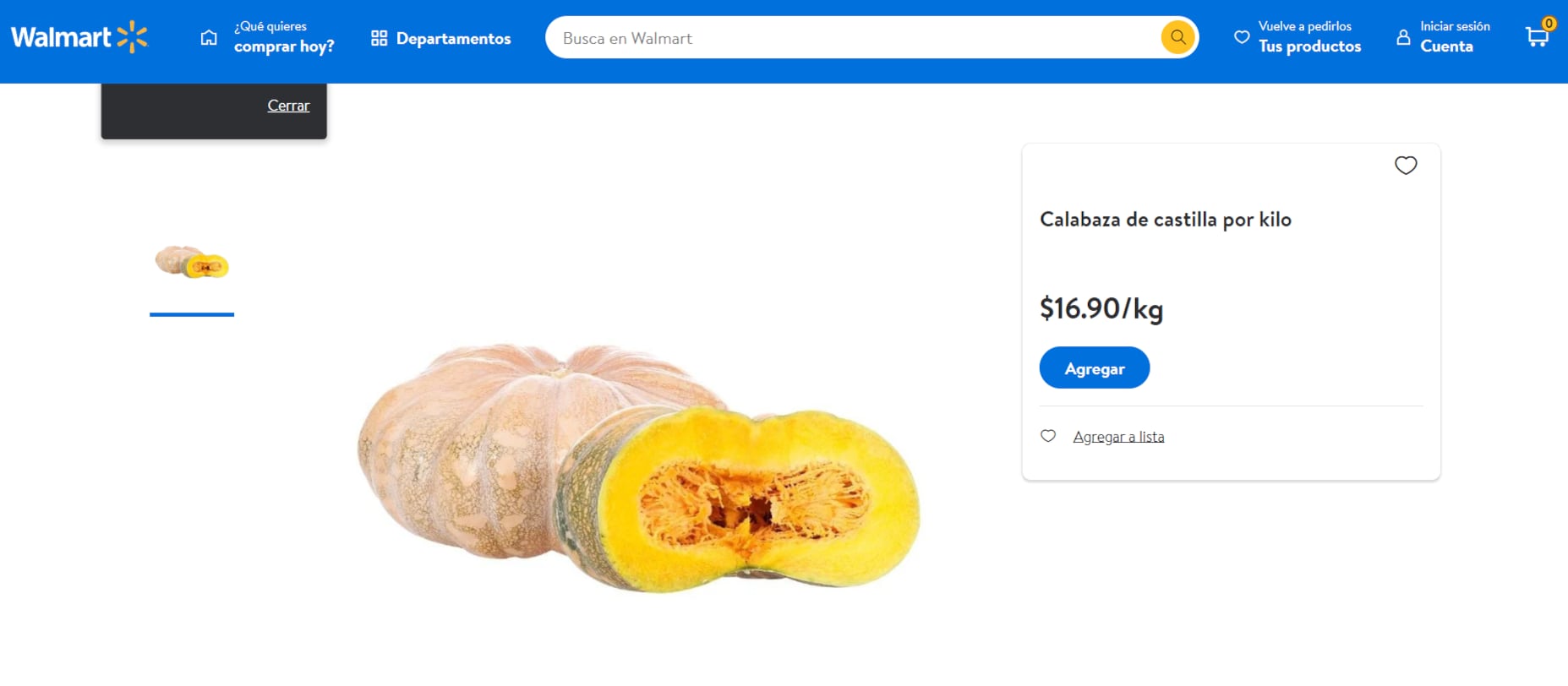 Este es el precio de la calabaza de Castilla en Walmart