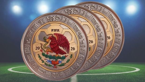 Banco de México pone a la venta tres monedas del Mundial 2026