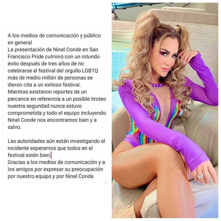 Ninel Conde sobre tiroteo en Pride de San Francisco.