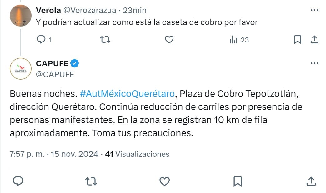 Caos vial por bloqueo en autopista México-Querétaro hoy