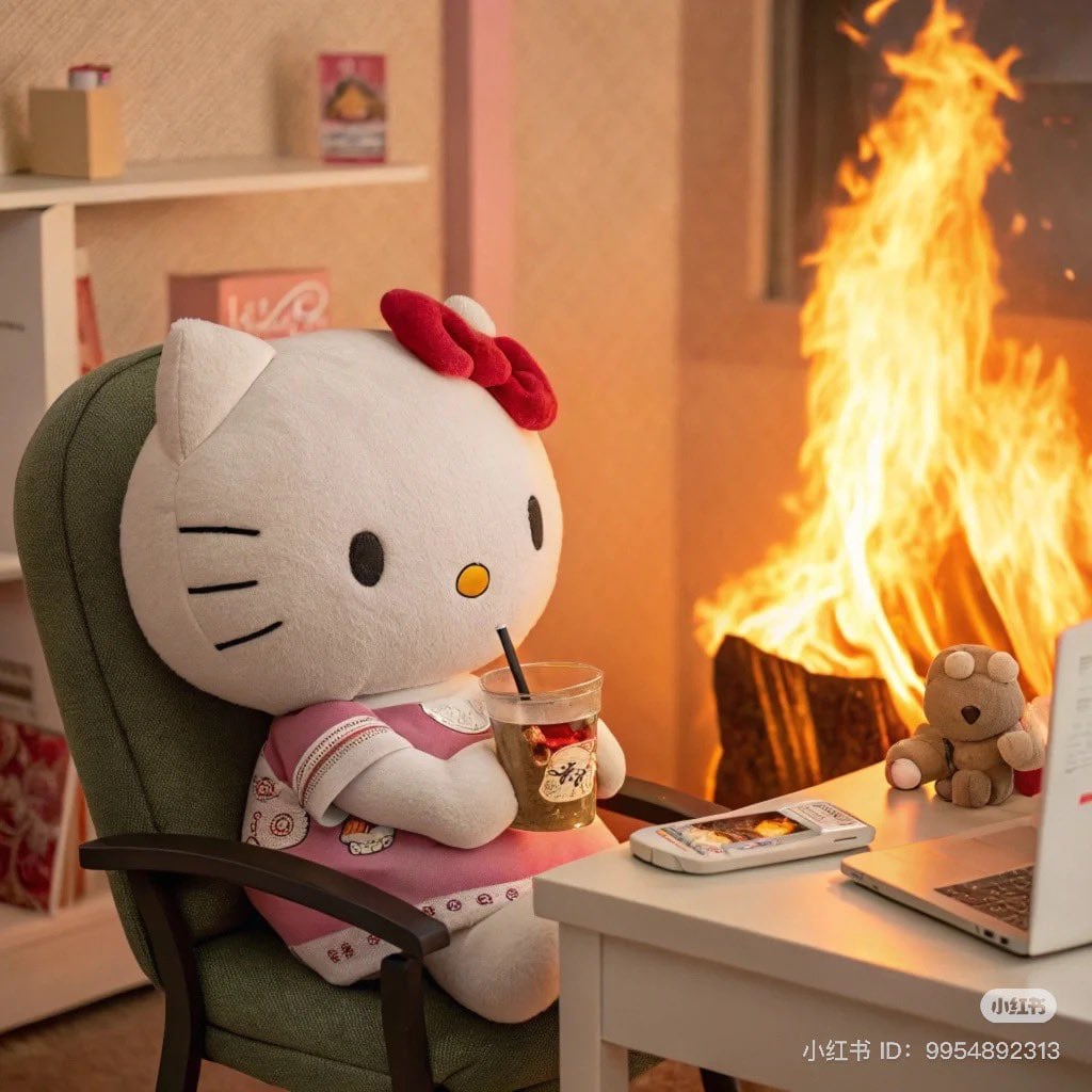 Memes de Hello Kitty con estrés laboral