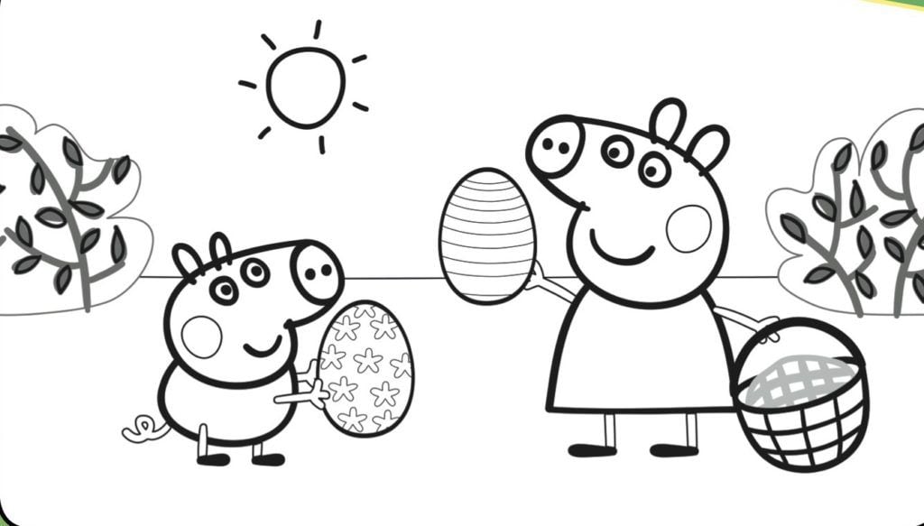 5 dibujos de Pascua de Peppa Pig para colorear que puedes imprimir