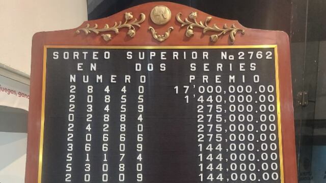 Lotería Nacional: Resultados del Sorteo Superior 2762.
