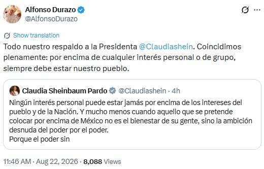 Morena respalda a Sheinbaum tras regreso de Rocha Moya y llama a priorizar al pueblo