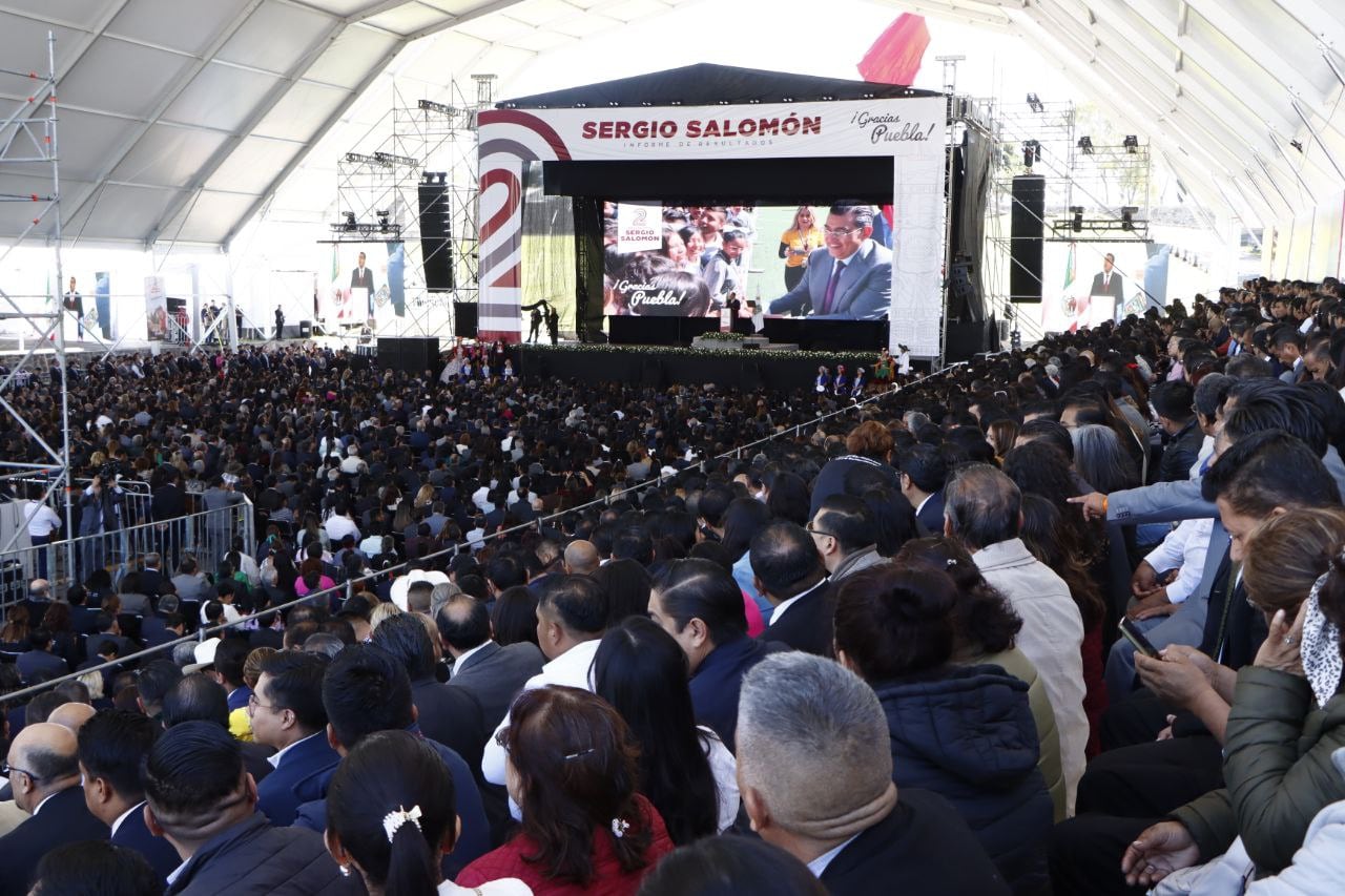 Sergio Salomón en su segundo informe de gobierno