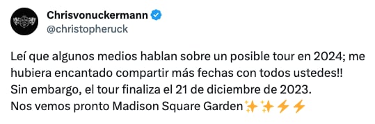Christopher Uckermann niega que RBD extienda su gira a 2024.