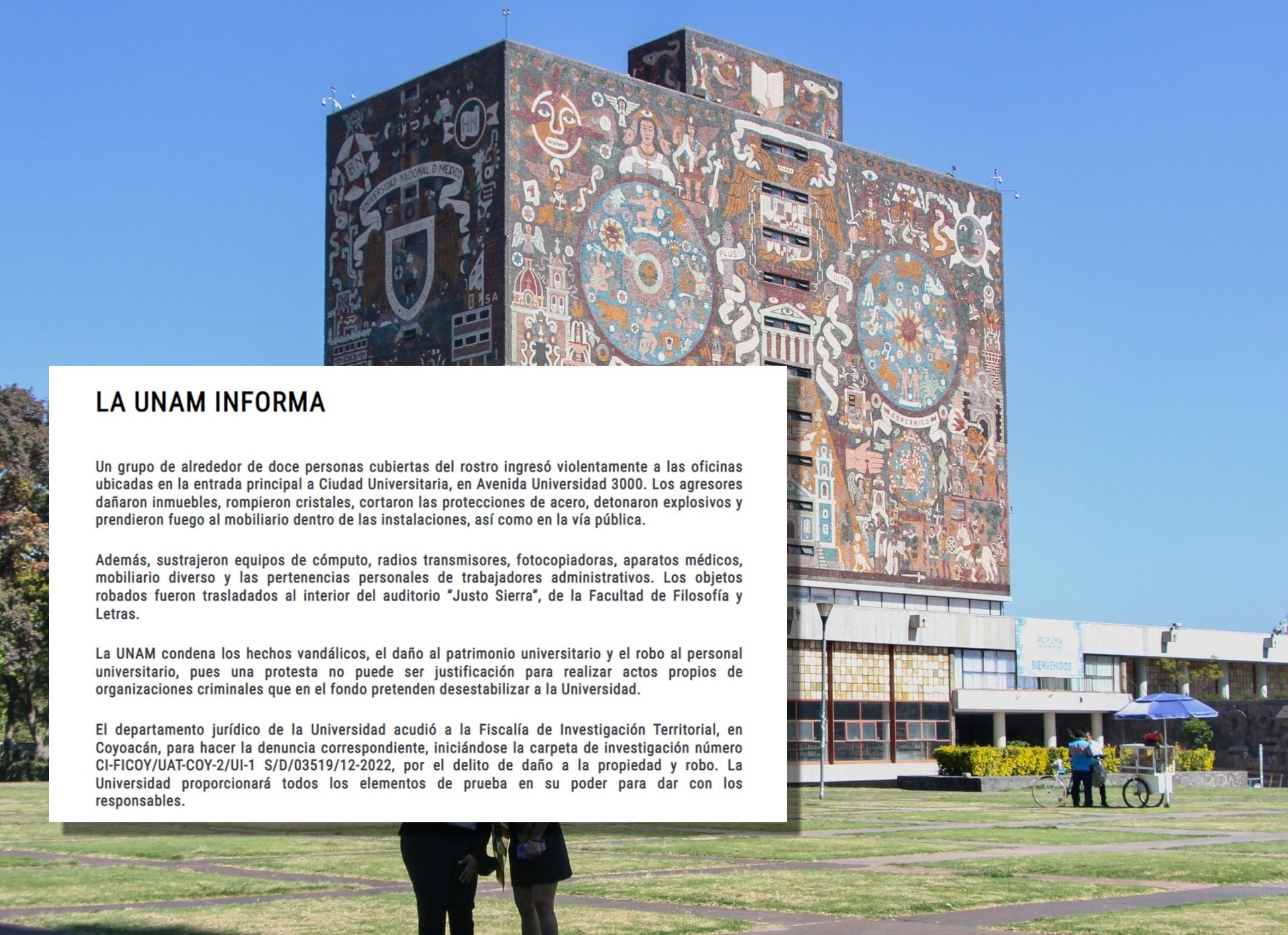 VIDEO: Encapuchados incendian oficinas de la UNAM; protestan por detención de “el Yorch”