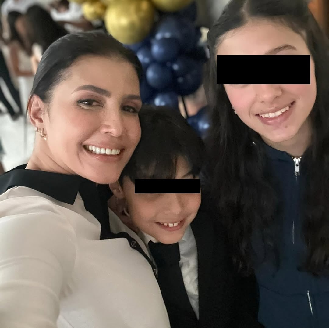 Patricia Fuenmayor con sus dos hijos.