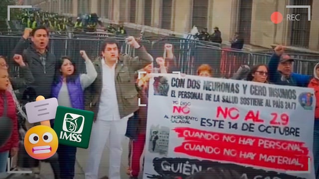 Trabajadores del IMSS insisten en incremento salarial del 10% y en la revisión de su contrato colectivo con un pliego petitorio en Palacio Nacional.