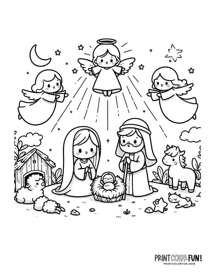 Dibujos de nacimiento de Navidad para colorear