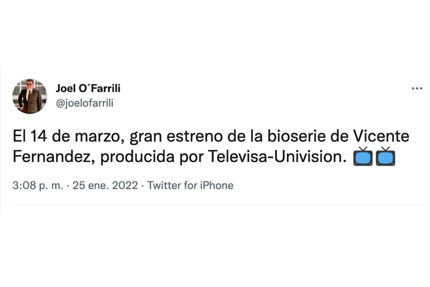 Estreno de bioserie de Vicente Fernández