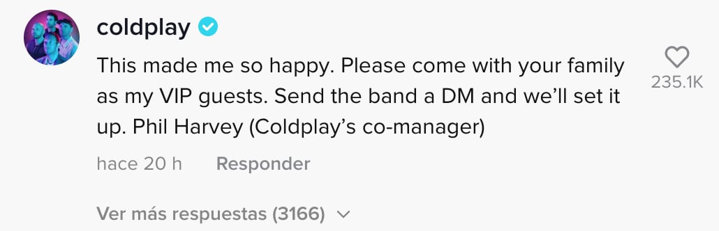 Respuesta de Coldplay