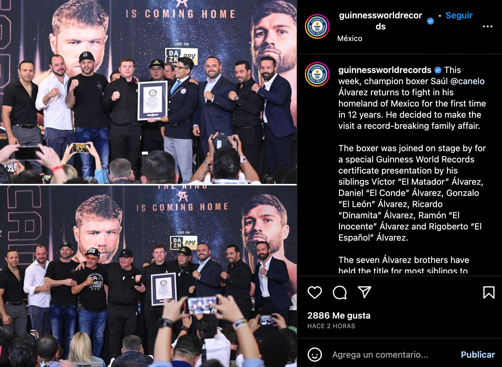 Canelo y sus hermanos reciben Record Guinness