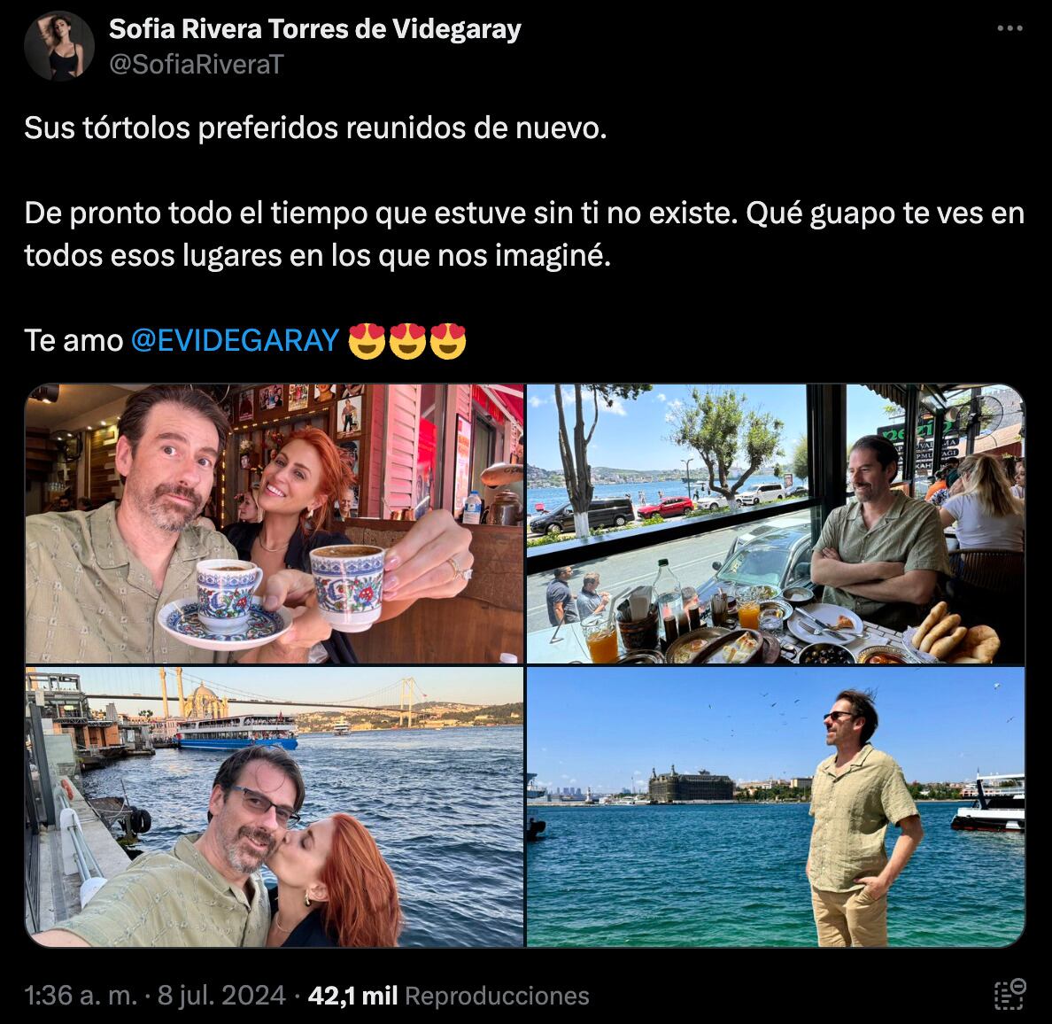 Sofía Rivera Torres y Eduardo Videgaray están de viaje en Estambul y ni de Aventurera se acuerdan