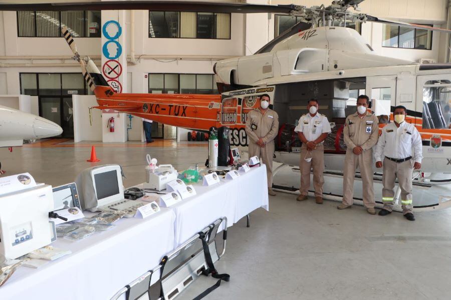 La Unidad de Rescate Aéreo Halcones de Chiapas recibió nuevo equipo.