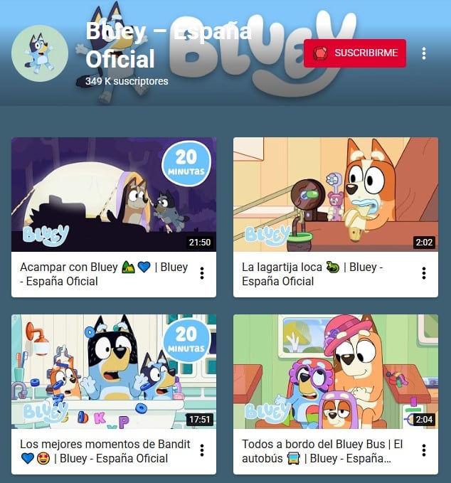 Bluey en YouTube Kids