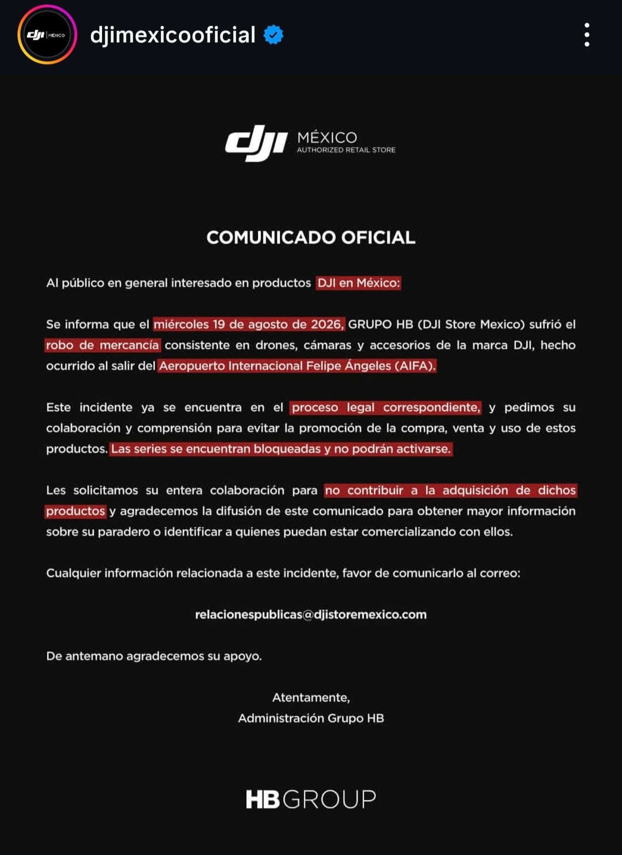 Robo de drones de DJI en CDMX