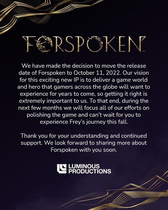Comunicado Forspoken