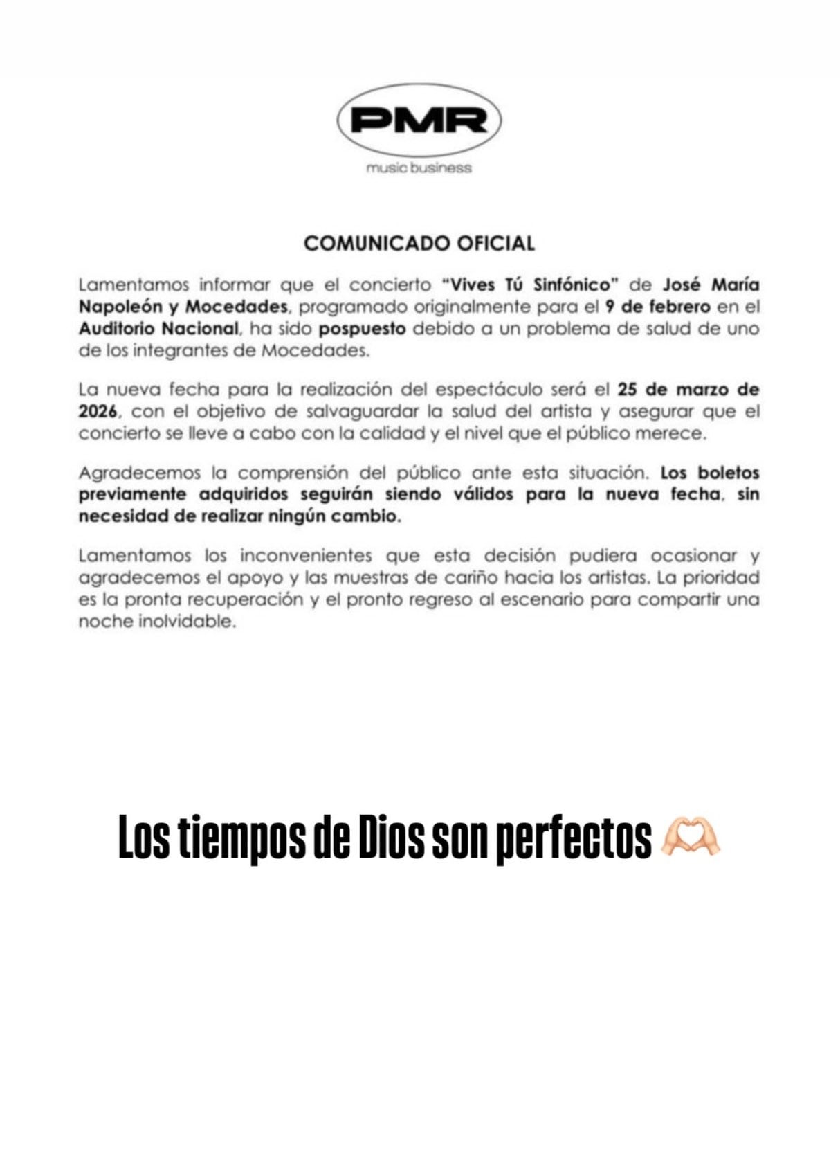 Posponen el concierto de Napoleón y Mocedades en el Auditorio Nacional