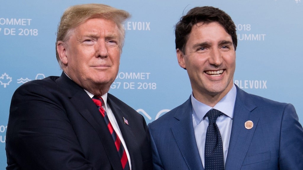 Donald Trump, presidente de EU y Justin Trudeau, primer ministro de Canadá