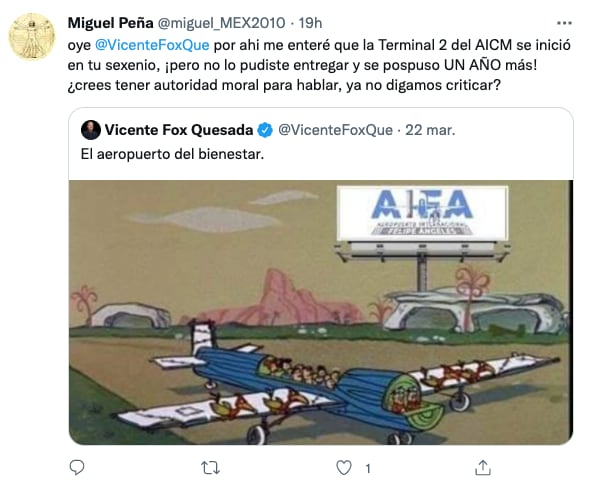 Tuit contra Vicente Fox.