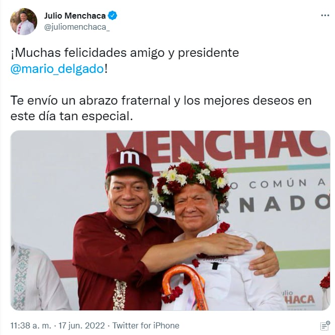 felicitaciones de cumpleaños a Mario Delgado, dirigente nacional de Morena