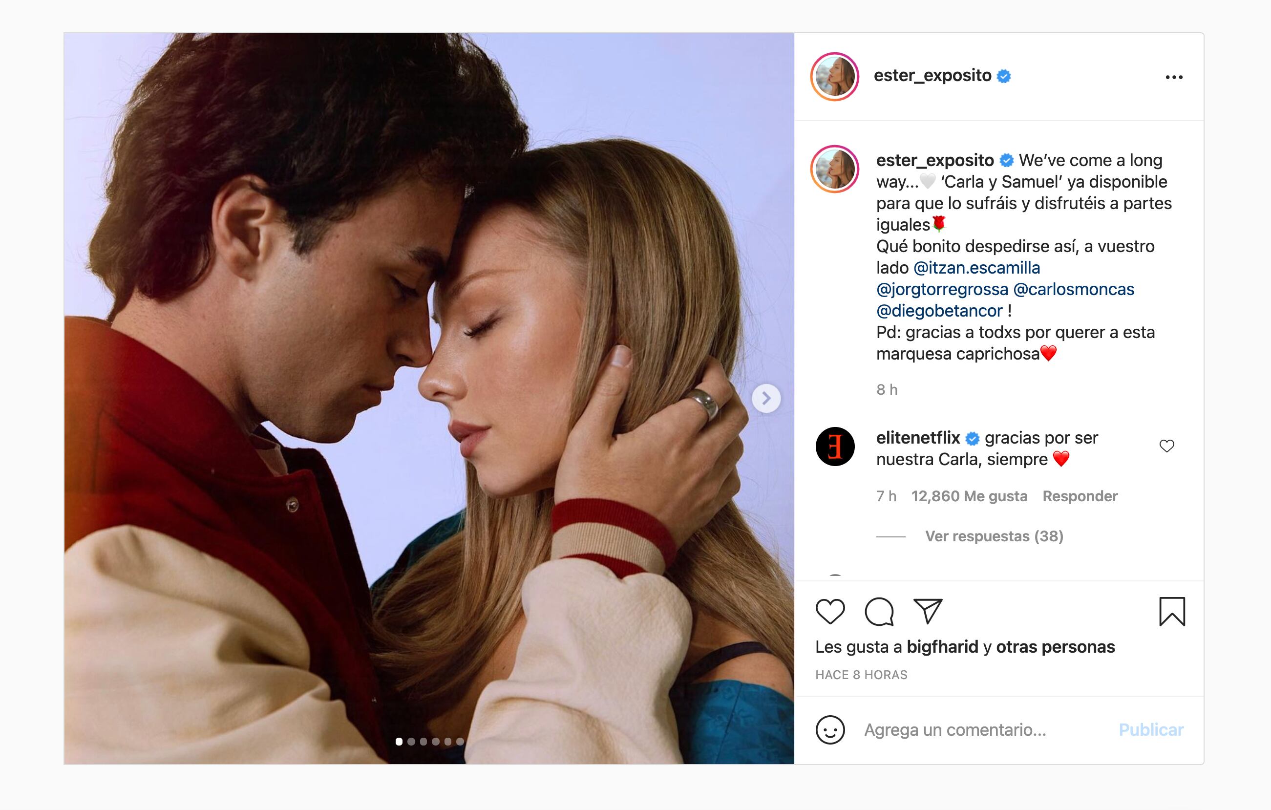 Ester Expósito se despide de su personaje en Élite