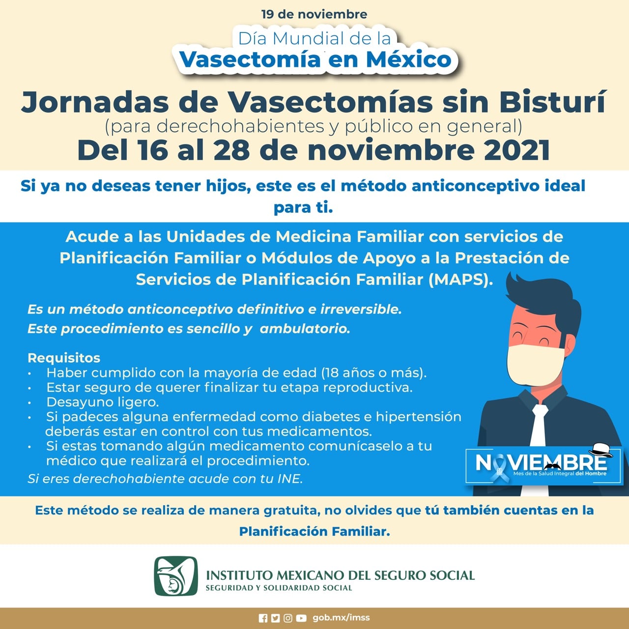 Jornadas de vasectomía sin bisturí en el IMSS