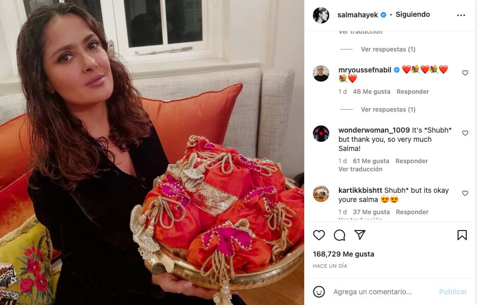 Salma Hayek celebra el Diwali
