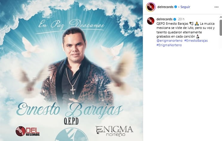 DEL Récords comparte mensaje tras la muerte de Ernesto Barajas de Enigma Norteño.