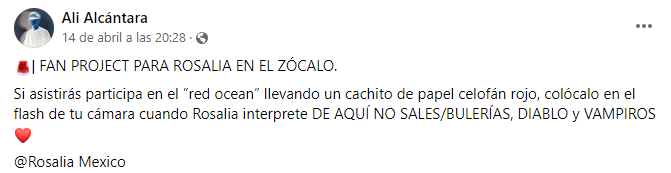 Fans de Rosalía convocan a "red ocean" en el Zócalo.
