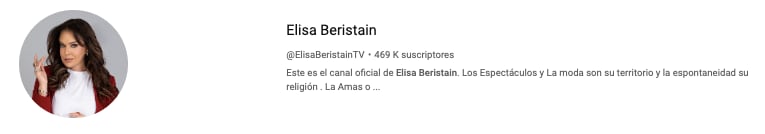 Canal de YouTube de Elisa Beristain